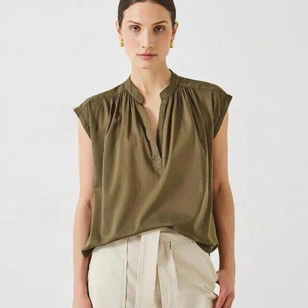 Hush Viola Sleeveless Cotton Shirt Top Cotton Solid Oversized XL 18 NEW
